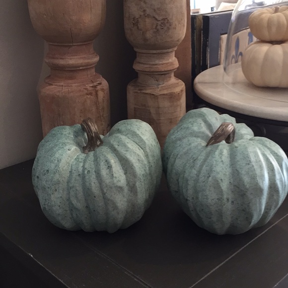 Other - SET OF TWO CARVED FRENCH BLUE PUMPKINS